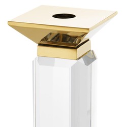 Casa Padrino Ensemble de 3 Bougeoirs de Luxe Or - Accessoires en Verre Cristal - 12 x 12 x H. 30/43/57 cm