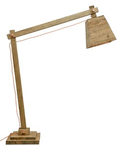 Casa Padrino pine wood floor lamp natural colors 190 x 52 x H. 220 cm - Luxury Floor Lamp with Orange Cable