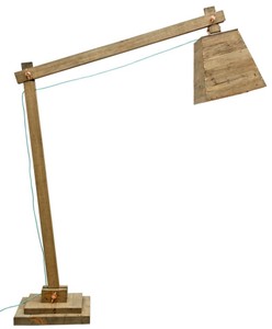 Casa Padrino pine wood floor lamp natural colors 190 x 52 x H. 220 cm - Luxury Floor Lamp with Aqua Blue Cable