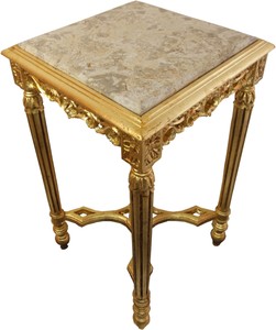 Casa Padrino Baroque Side Table Square Gold con Cream Marble Top 40 x 40 x H 72.5 cm Antique Style - Teléfono Flower Table