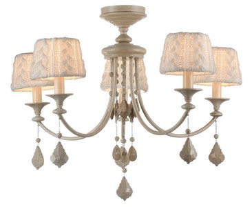 Casa Padrino Barock Kristall Kronleuchter 5-flammig in Beige - Ø 76 x H. 59 cm - Luxus Lüster