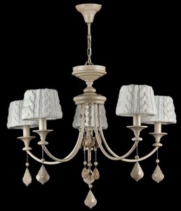 Casa Padrino Barock Kristall Kronleuchter 5-flammig in Beige - Ø 76 x H. 59 cm - Luxus Lüster