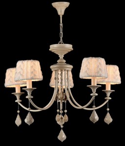 Casa Padrino Barock Kristall Kronleuchter 5-flammig in Beige - Ø 76 x H. 59 cm - Luxus Lüster