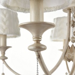 Casa Padrino Lámpara de Araña Barroca de Cristal 7 Luces Beige - Ø 87 x Al. 59 cm - Iluminación de Lujo para Estancias Elegantes