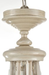 Casa Padrino Lámpara de Araña Barroca de Cristal 7 Luces Beige - Ø 87 x Al. 59 cm - Iluminación de Lujo para Estancias Elegantes