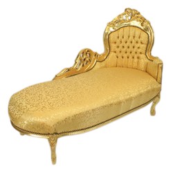 Casa Baroque Baroque Chaise Longue Or Motif / Or - Mobilier Baroque - Chaise longue Recamiere Casa Baroque Baroque Chaise Longue Or Motif / Or - Mobilier Baroque - Chaise longue Recamiere