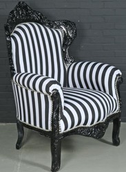 Casa Padrino Baroque Armchair King in Baroque Style Black / White Striped 85 x 85 x H. 120 cm