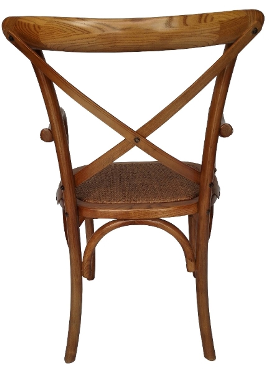 Casa Padrino country-style dining chair with armrests dark brown 48 x 43 x H. 89 cm - Country-Style Dining Room Furniture Casa Padrino country-style dining chair with armrests dark brown 48 x 43 x H. 89 cm - Country-Style Dining Room Furniture