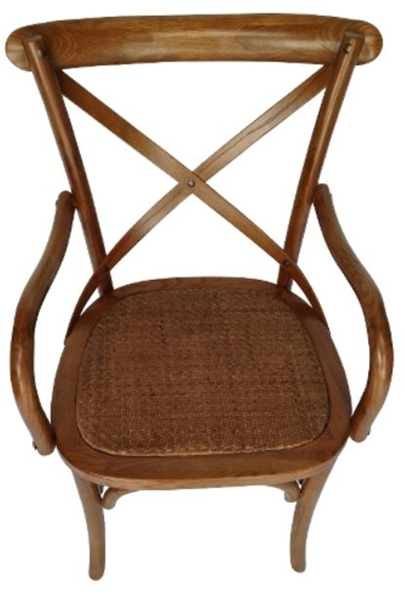 Casa Padrino country-style dining chair with armrests dark brown 48 x 43 x H. 89 cm - Country-Style Dining Room Furniture Casa Padrino country-style dining chair with armrests dark brown 48 x 43 x H. 89 cm - Country-Style Dining Room Furniture