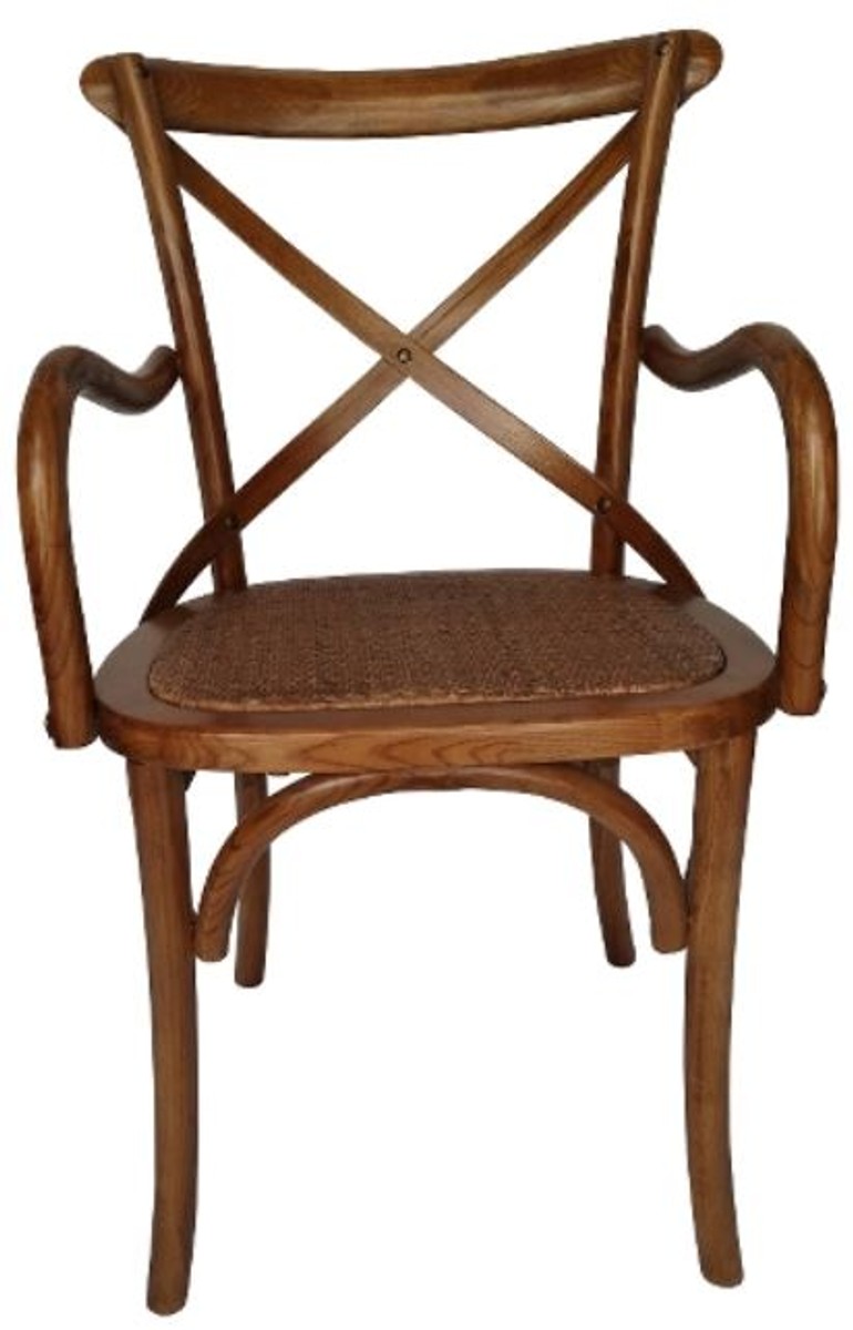 Casa Padrino country-style dining chair with armrests dark brown 48 x 43 x H. 89 cm - Country-Style Dining Room Furniture Casa Padrino country-style dining chair with armrests dark brown 48 x 43 x H. 89 cm - Country-Style Dining Room Furniture