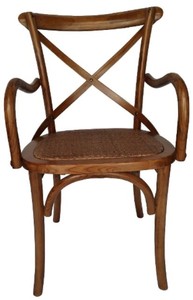 Casa Padrino Landhausstil Esszimmerstuhl mit Armlehnen in Dunkelbraun 48 x 43 x H. 89 cm
