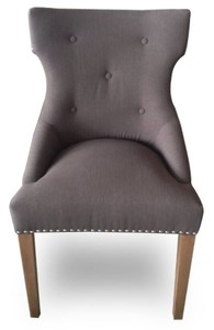 Casa Padrino Sedia da pranzo di lusso con anello Grigio scuro e gambe marroni 59 x 65 x H. 98 cm