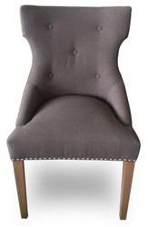 Casa Padrino Chaise de salle à manger de luxe avec anneau Gris foncé et pieds marron 59 x 65 x H. 98 cm