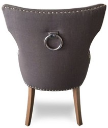 Casa Padrino Chaise de salle à manger de luxe avec anneau Gris foncé et pieds marron 59 x 65 x H. 98 cm