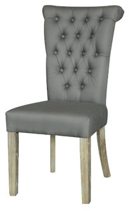 Casa Padrino Sedia da pranzo Chesterfield Grigio Gelo 51 x 66 x H. 100 cm - Mobili di lusso Casa Padrino Sedia da pranzo Chesterfield Grigio Gelo 51 x 66 x H. 100 cm - Mobili di lusso