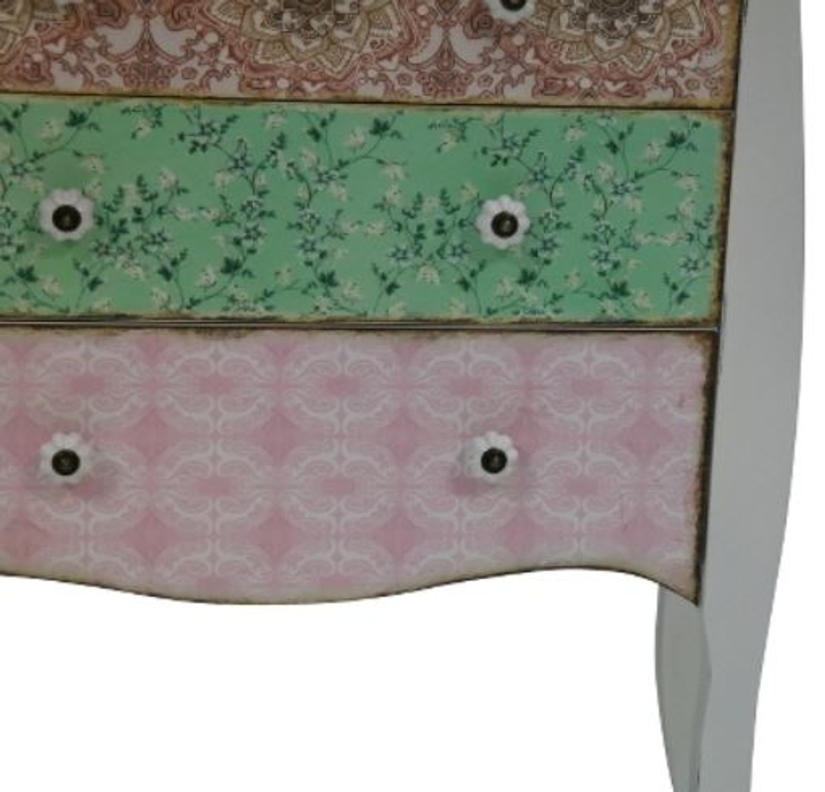 Casa Padrino Country Style Chest of Drawers Antique White / Multicolored 75 x 38 x H. 76 cm - Shabby Chic Furniture Casa Padrino Country Style Chest of Drawers Antique White / Multicolored 75 x 38 x H. 76 cm - Shabby Chic Furniture
