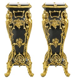 Casa Padrino Ensemble de colonnes baroques en marbre or et noir - 35 x 35 x H. 85 cm - Lot de 2 socles de luxe Casa Padrino Ensemble de colonnes baroques en marbre or et noir - 35 x 35 x H. 85 cm - Lot de 2 socles de luxe