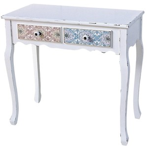 Casa Padrino Consola Estilo Casa de Campo Shabby Chic, Blanco Antiguo / Multicolor, 80 x 40 x H. 74 cm