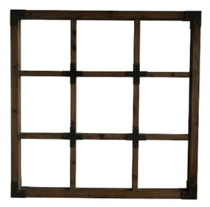 Casa Padrino Espejo de Pared Estilo Casa de Campo Marrón Oscuro - Espejo Cuadrado con Trenzado de Ratán - 120 x 120 x 5 cm