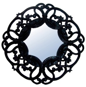 Casa Padrino Espejo de Pared Art Deco Negro, Espejo Redondo Ø 100 cm de Poliresina Casa Padrino Espejo de Pared Art Deco Negro, Espejo Redondo Ø 100 cm de Poliresina