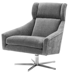 Casa Padrino poltrona girevole grigio / argento 76 x 98 x H. 94,5 cm - Arredamento di Lusso