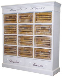Casa Padrino Zapatero estilo rústico 12 cestas & 2 cajones Blanco antiguo / Natural 120 x 34 x 131 cm Casa Padrino Zapatero estilo rústico 12 cestas & 2 cajones Blanco antiguo / Natural 120 x 34 x 131 cm