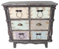 Casa Padrino Cassettiera Stile Country Shabby Chic Nero Antico / Multicolore 80 x 38 x H. 79 cm Casa Padrino Cassettiera Stile Country Shabby Chic Nero Antico / Multicolore 80 x 38 x H. 79 cm