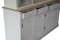 Casa Padrino Alacena de cocina estilo rústico Blanco antiguo / Natural 160 x 43 x H. 218 cm - Mueble de cocina