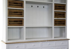 Casa Padrino Alacena de cocina estilo rústico Blanco antiguo / Natural 160 x 43 x H. 218 cm - Mueble de cocina