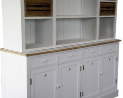 Casa Padrino Alacena de cocina estilo rústico Blanco antiguo / Natural 160 x 43 x H. 218 cm - Mueble de cocina