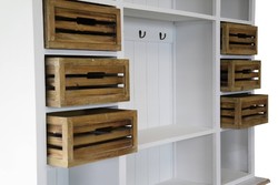 Casa Padrino Alacena de cocina estilo rústico Blanco antiguo / Natural 160 x 43 x H. 218 cm - Mueble de cocina