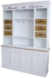Casa Padrino Alacena de cocina estilo rústico Blanco antiguo / Natural 160 x 43 x H. 218 cm - Mueble de cocina