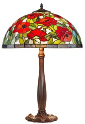 Casa Padrino Lámpara de mesa Tiffany patrón rosas bronce / multicolor Ø 40 x A. 64 cm - Lámpara artesanal de 528 piezas