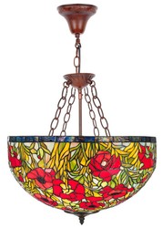 Casa Padrino Lampada a Sospensione Tiffany Motivo Rosa Multicolore Ø 50 x H. 110 cm - Lampada di Lusso Artigianale