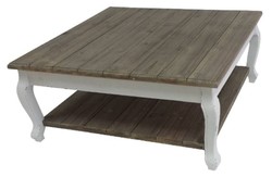 Casa Padrino Country House Style Coffee Table, Antique White & Dark Brown, 80 x 80 x H. 35 cm - Handcrafted Living Room Furniture
