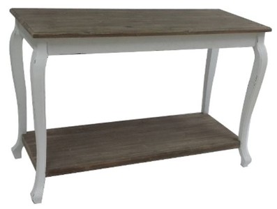 Casa Padrino Consola Estilo Casa de Campo con Estante Blanco Antiguo / Marrón Oscuro 120 x 50 x 80 cm - Mesa Consola Artesanal
