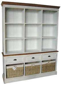 Casa Padrino Armario de pared estilo rústico en blanco antiguo / marrón 160 x 40 x H. 206 cm Casa Padrino Armario de pared estilo rústico en blanco antiguo / marrón 160 x 40 x H. 206 cm