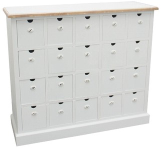 Casa Padrino Cómoda boticaria estilo rústico Blanco antiguo / Natural 105 x 39 x H. 93 cm con 20 cajones
