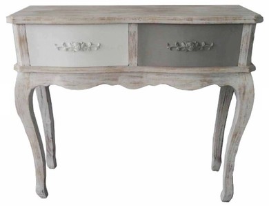 Casa Padrino Consola Estilo Casa de Campo Shabby Chic Blanco Antiguo / Multicolor 91 x 33 x H. 80 cm