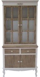 Casa Padrino Vitrine style maison de campagne en Blanc / Marron - 89 x 40 x H. 195 cm - Meuble de rangement élégant