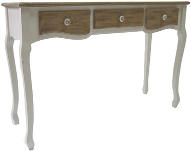 Casa Padrino Consola estilo casa de campo con 3 cajones Blanco / Marrón 120 x 40 x H. 78 cm