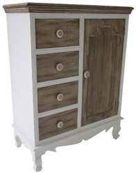 Casa Padrino Cassettiera Stile Country con Anta e 3 Cassetti Bianco / Marrone 66 x 32 x H. 86 cm Casa Padrino Cassettiera Stile Country con Anta e 3 Cassetti Bianco / Marrone 66 x 32 x H. 86 cm
