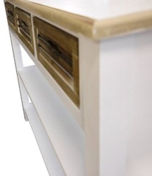 Casa Padrino Table console style maison de campagne avec 3 tiroirs Blanc antique / Naturel 115 x 41 x H. 87 cm Casa Padrino Table console style maison de campagne avec 3 tiroirs Blanc antique / Naturel 115 x 41 x H. 87 cm