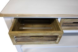 Casa Padrino Table console style maison de campagne avec 3 tiroirs Blanc antique / Naturel 115 x 41 x H. 87 cm Casa Padrino Table console style maison de campagne avec 3 tiroirs Blanc antique / Naturel 115 x 41 x H. 87 cm
