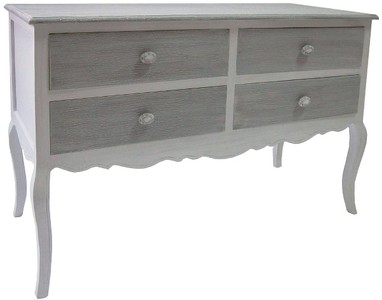 Casa Padrino Console style maison de campagne avec 4 tiroirs Blanc antique / Gris 120 x 45 x H. 80 cm