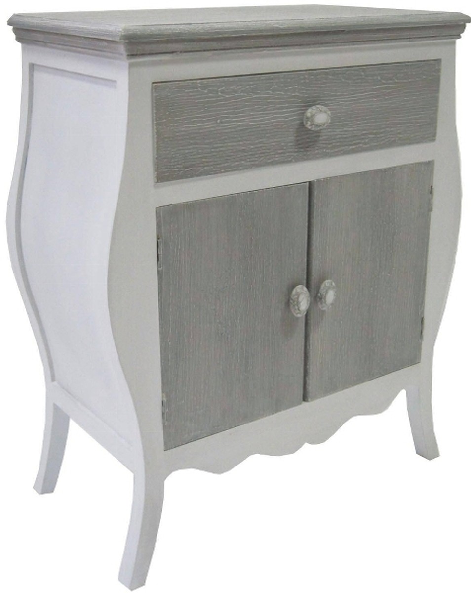 Casa Padrino country style chest with with 2 doors and drawer antique white / gray 65 x 34 x H. 76 cm - Country Style Furniture Casa Padrino country style chest with with 2 doors and drawer antique white / gray 65 x 34 x H. 76 cm - Country Style Furniture