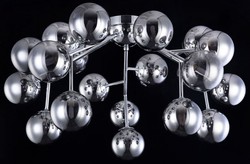 Casa Padrino Lampada da Soffitto di Lusso Argento Ø 75 x H. 25 cm - Lampada Moderna con 20 Paralumi Sferici