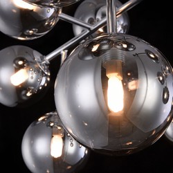 Casa Padrino Lampada da Soffitto di Lusso Argento Ø 75 x H. 25 cm - Lampada Moderna con 20 Paralumi Sferici