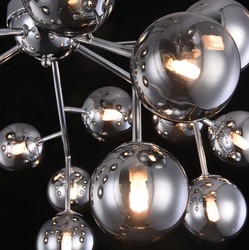 Casa Padrino Lampada da Soffitto di Lusso Argento Ø 75 x H. 25 cm - Lampada Moderna con 20 Paralumi Sferici