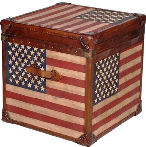 Casa Padrino Baule di Lusso Stars & Stripes Marrone / Multicolore 49 x 44 x H. 57 cm - Baule in Vera Pelle Fatto a Mano Look Valigia Casa Padrino Baule di Lusso Stars & Stripes Marrone / Multicolore 49 x 44 x H. 57 cm - Baule in Vera Pelle Fatto a Mano Look Valigia
